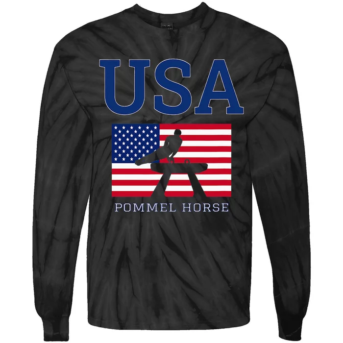 Usa Flag Pommel Horse Gymnastics Team American Gymnast Tie-Dye Long Sleeve Shirt