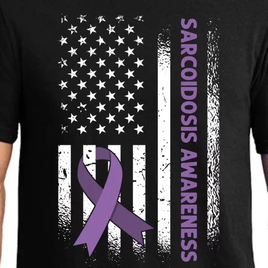 Us Flag Purple Ribbon Sarcoidosis Awareness Gift Pajama Set