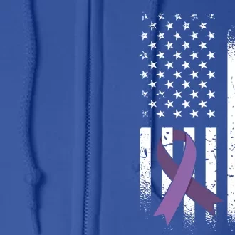 Us Flag Purple Ribbon Sarcoidosis Awareness Gift Full Zip Hoodie