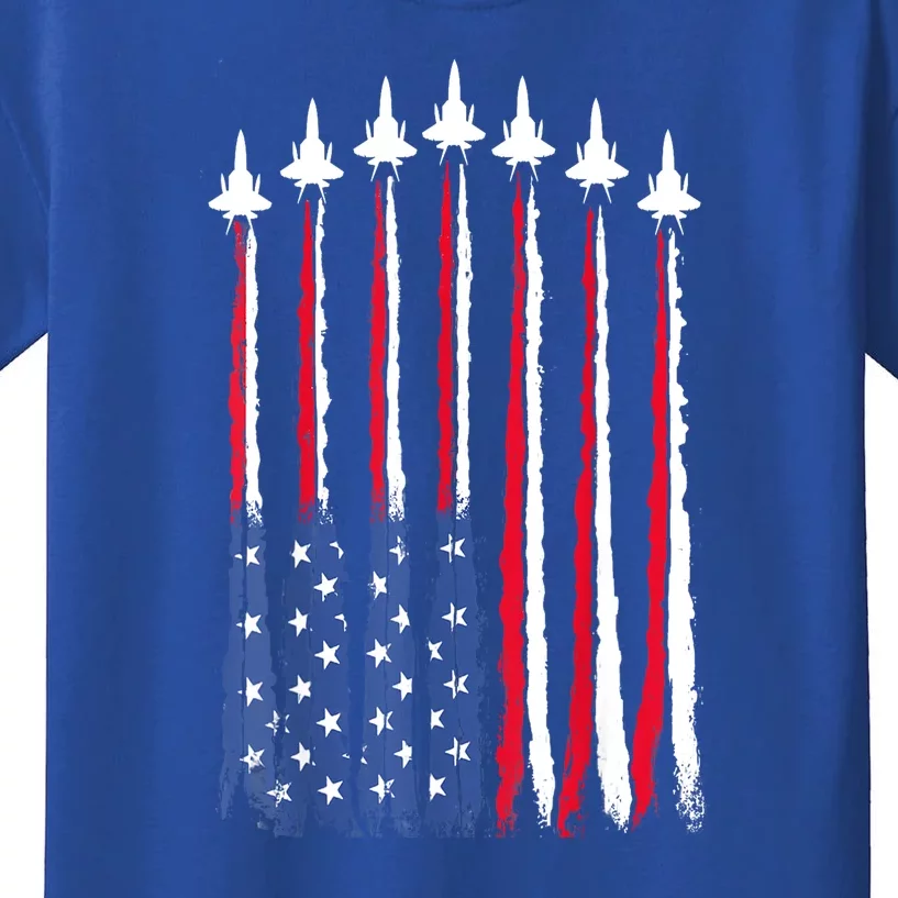 Usa Flag Patriotic Red White Blue Fighter Jets 4th Of July Gift Kids T-Shirt