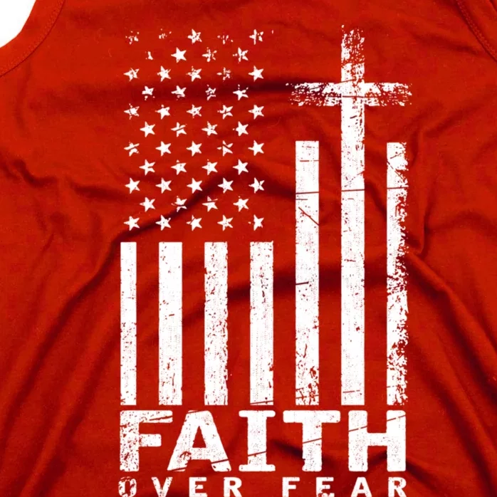 Usa Flag Patriotic American Gift Faith Over Fear Prayer Tank Top