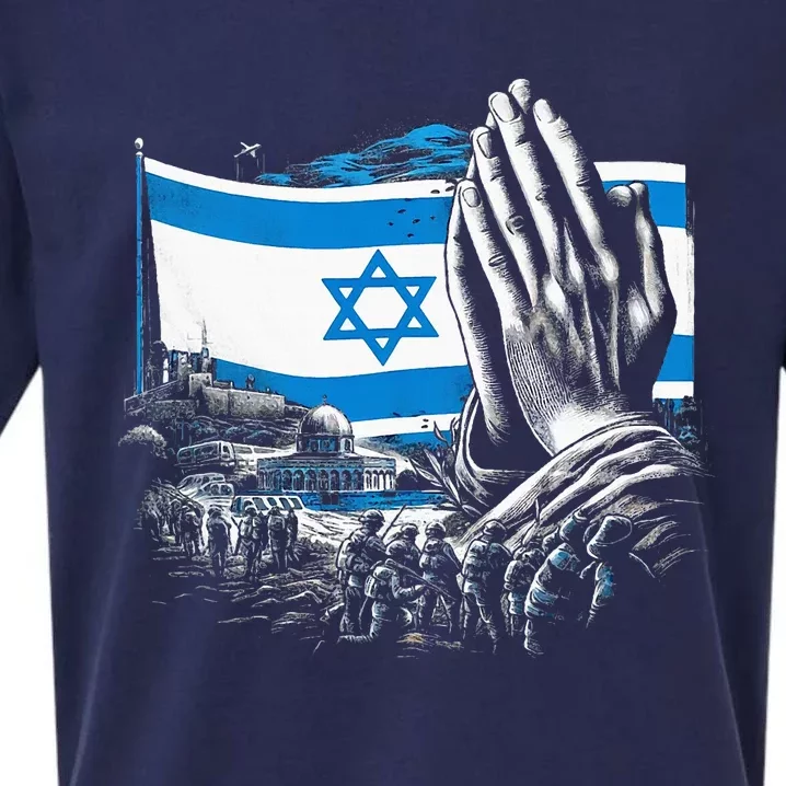 usa flag Pray for Israel Sueded Cloud Jersey T-Shirt