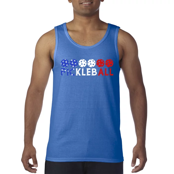 Us Flag Patriotic 4th Of July Pickleball Players Gift Tank Top