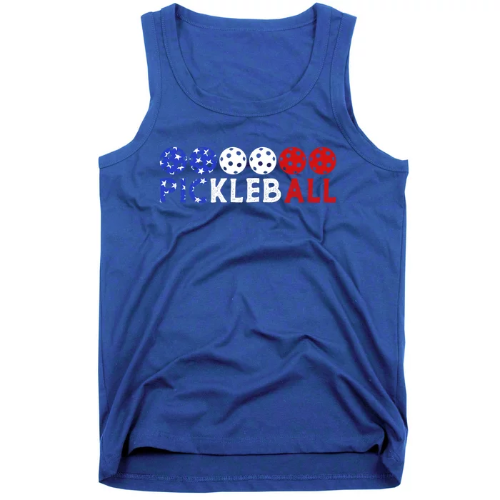 Us Flag Patriotic 4th Of July Pickleball Players Gift Tank Top