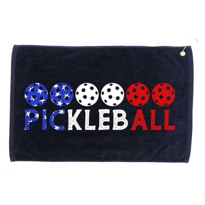 Us Flag Patriotic 4th Of July Pickleball Players Gift Grommeted Golf Towel