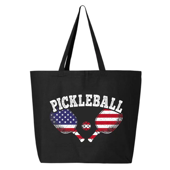 Us Flag Pickleball Player Vintage Pickle Ball Lover 25L Jumbo Tote