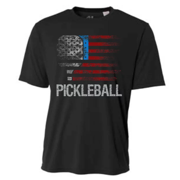 Us Flag Pickleball Player Paddleball Lover Cooling Performance Crew T-Shirt