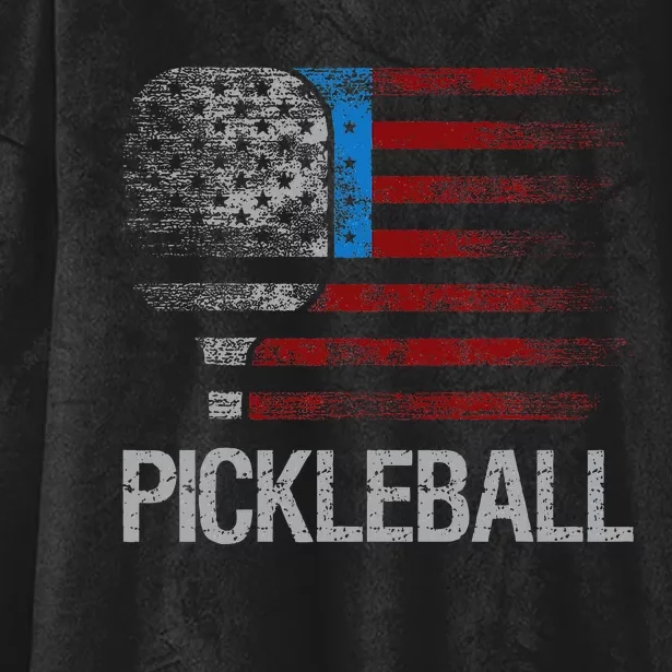 Us Flag Pickleball Player Paddleball Lover Hooded Wearable Blanket