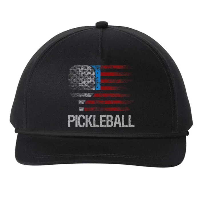 Us Flag Pickleball Player Paddleball Lover Snapback Five-Panel Rope Hat