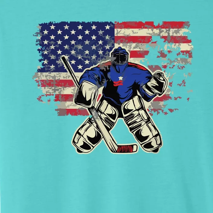 US Flag Patriotic American Hockey Player Ice Hockey ChromaSoft Performance T-Shirt