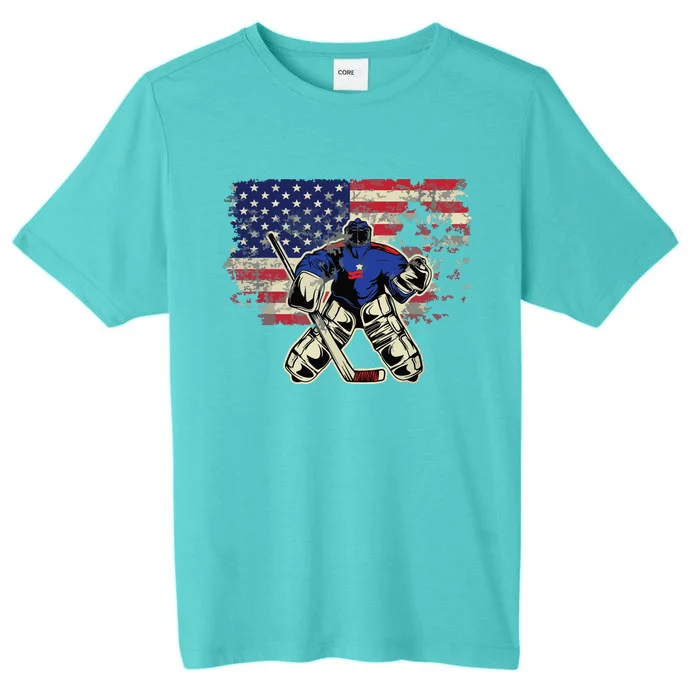 US Flag Patriotic American Hockey Player Ice Hockey ChromaSoft Performance T-Shirt