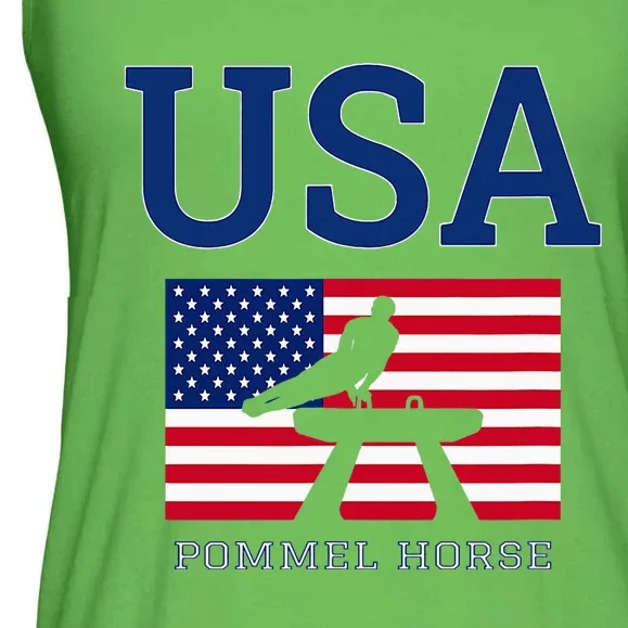 Usa Flag Pommel Horse Gymnastics Team American Gymnast Ladies Essential Flowy Tank