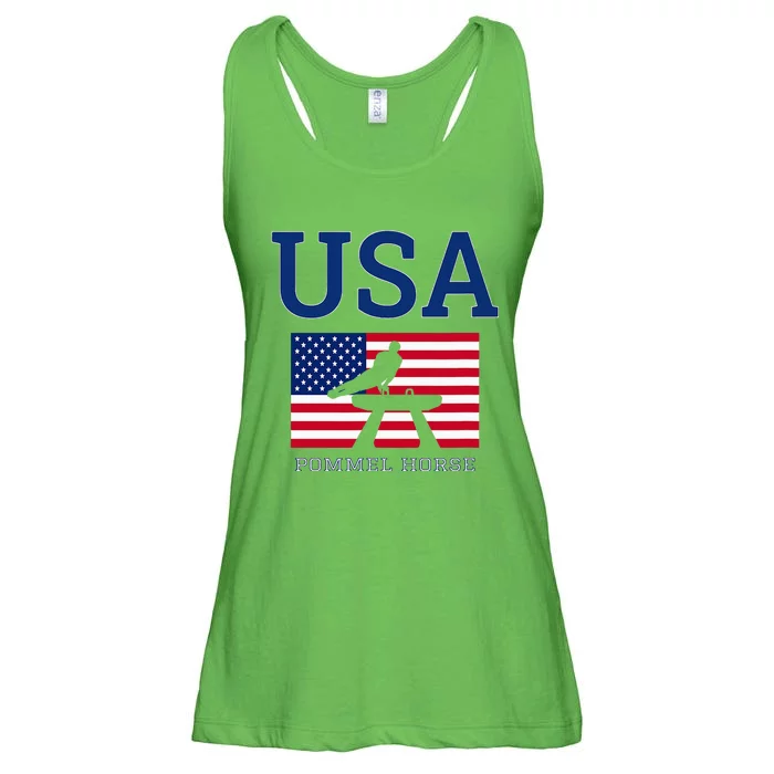 Usa Flag Pommel Horse Gymnastics Team American Gymnast Ladies Essential Flowy Tank