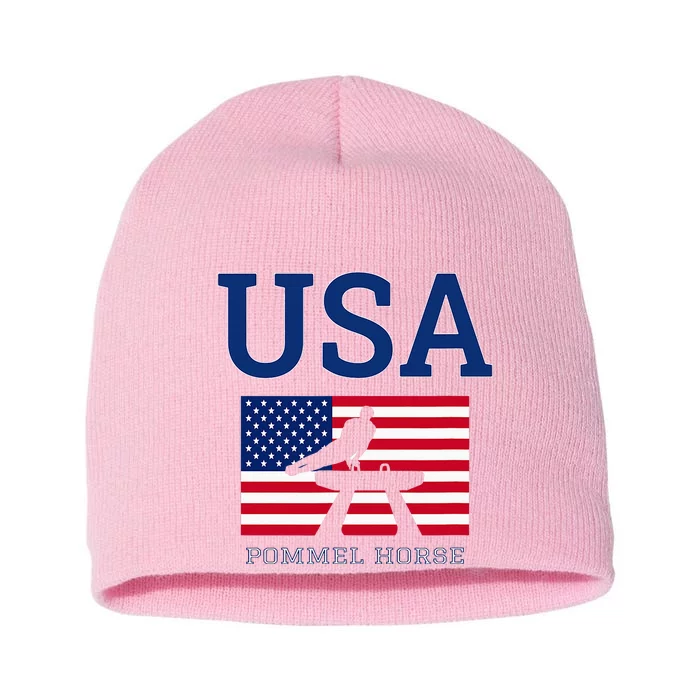 Usa Flag Pommel Horse Gymnastics Team American Gymnast Short Acrylic Beanie