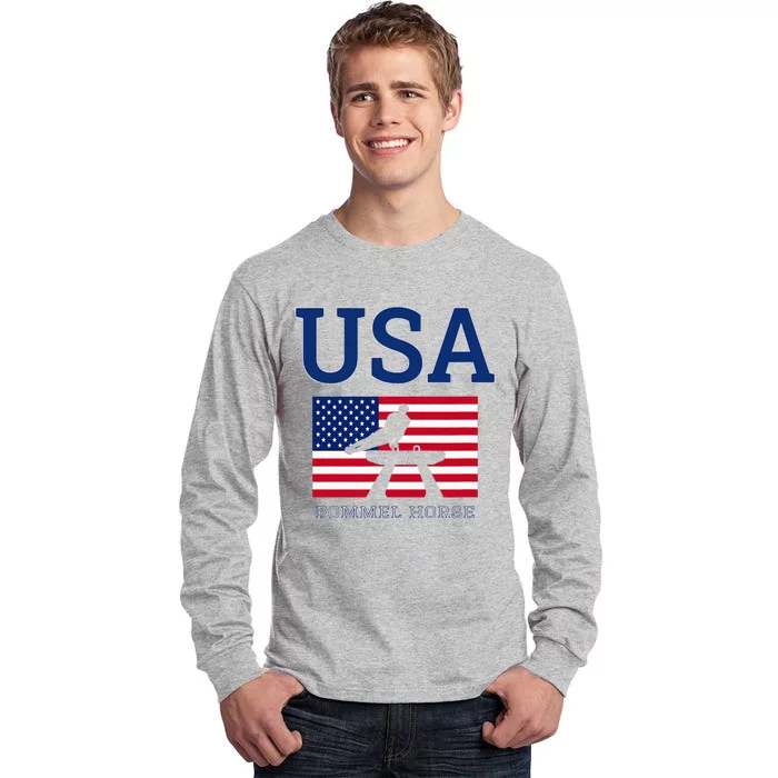 Usa Flag Pommel Horse Gymnastics Team American Gymnast Tall Long Sleeve T-Shirt