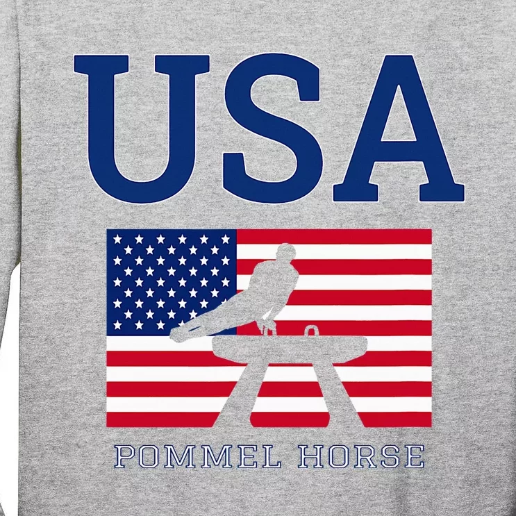 Usa Flag Pommel Horse Gymnastics Team American Gymnast Tall Long Sleeve T-Shirt