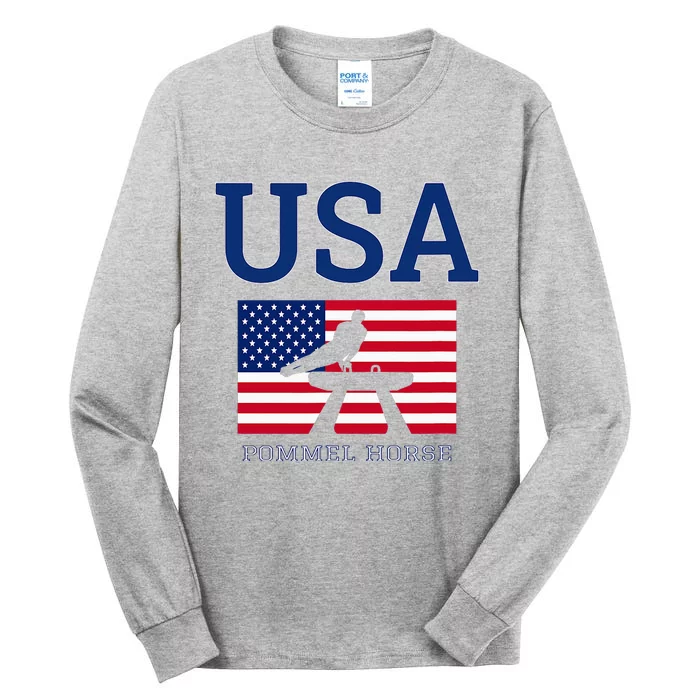 Usa Flag Pommel Horse Gymnastics Team American Gymnast Tall Long Sleeve T-Shirt