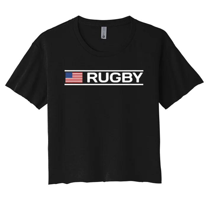 Usa Flag Rugby Women's Crop Top Tee