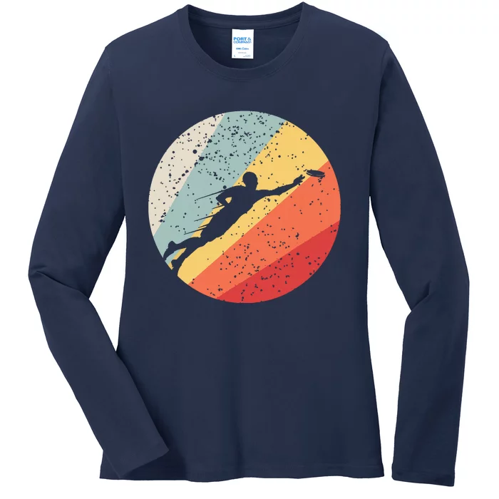 Ultimate Frisbee Retro Distressed Ladies Long Sleeve Shirt