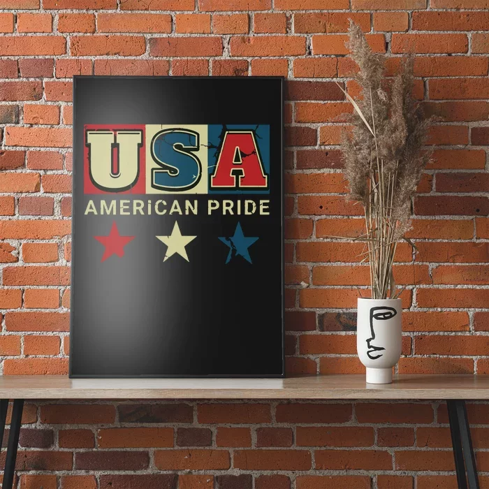 Usa Flag Red White Blue Patriotic American Pride Poster