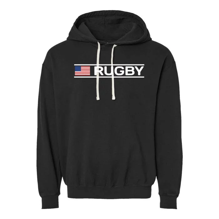 USA Flag Rugby Garment-Dyed Fleece Hoodie