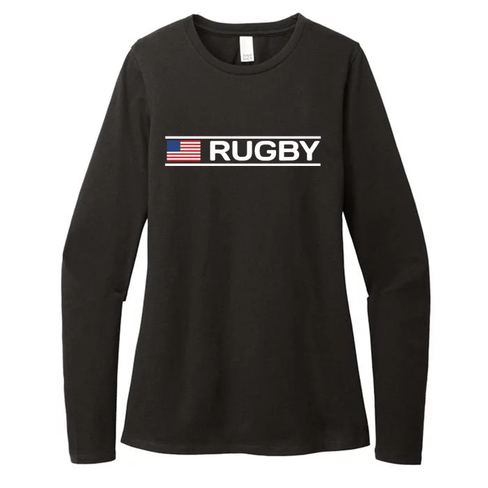 USA Flag Rugby Womens CVC Long Sleeve Shirt