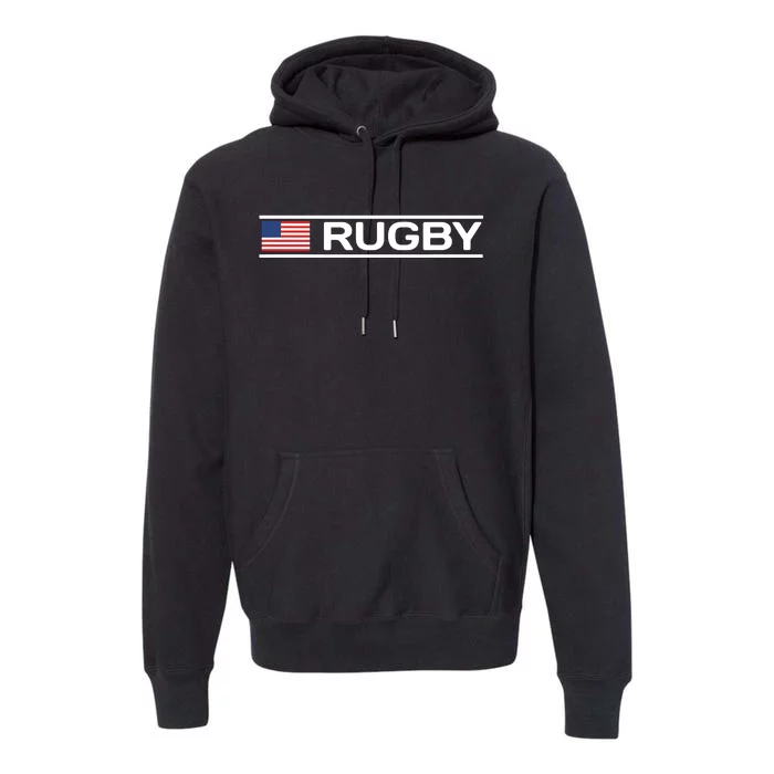 USA Flag Rugby Premium Hoodie