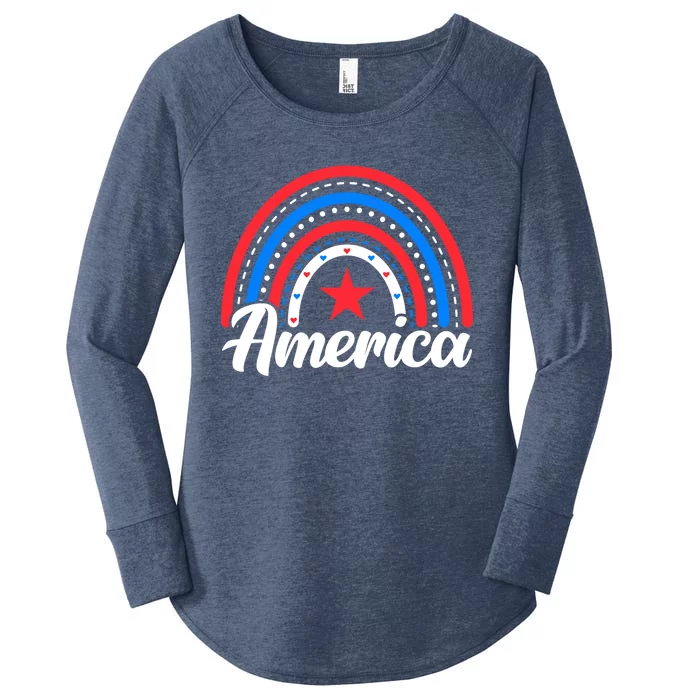 Usa Flag Rainbow 4th Of July Patriotic For American Meaningful Gift Women's Perfect Tri Tunic Long Sleeve Shirt