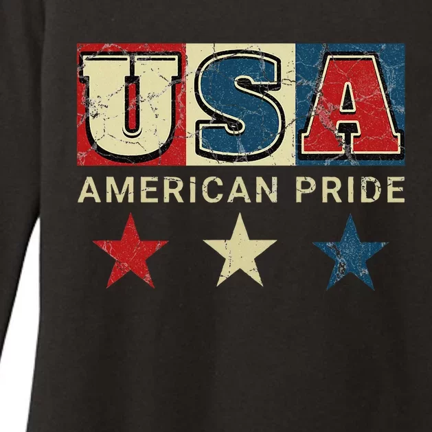 Usa Flag Red White Blue Patriotic American Pride Womens CVC Long Sleeve Shirt