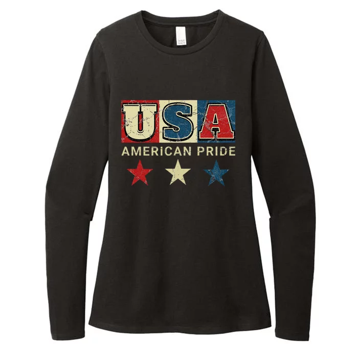 Usa Flag Red White Blue Patriotic American Pride Womens CVC Long Sleeve Shirt