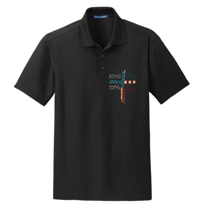 USA Flag Religious Quote 4th Of July Christian Faith Dry Zone Grid Performance Polo