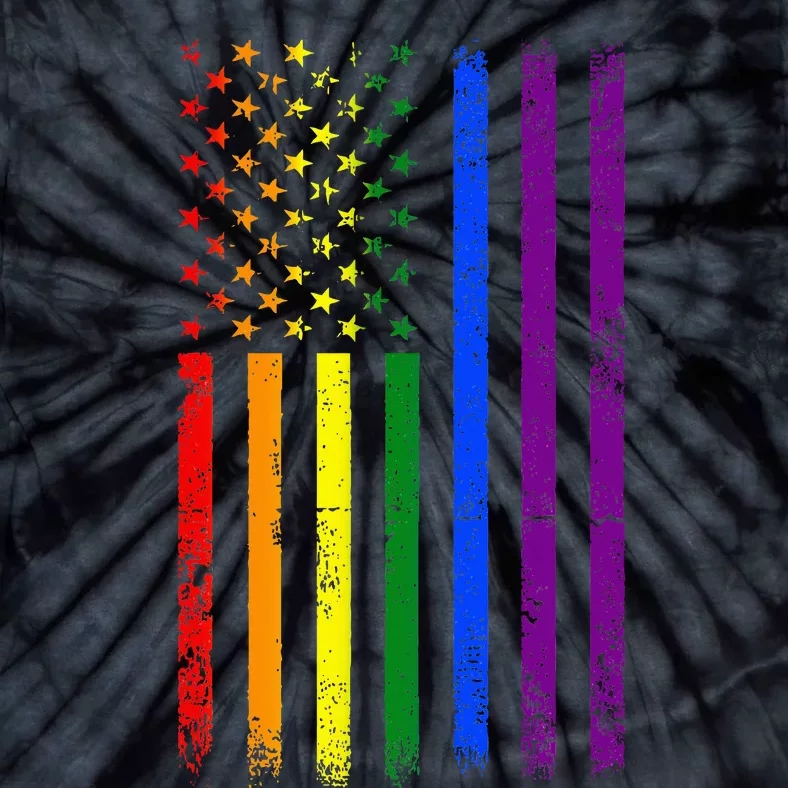 Usa Flag Rainbow 4th Of July Lgbtq Gay Tie-Dye T-Shirt