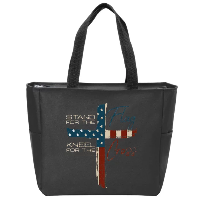 Usa Flag Religious Quote Christian Faith Zip Tote Bag