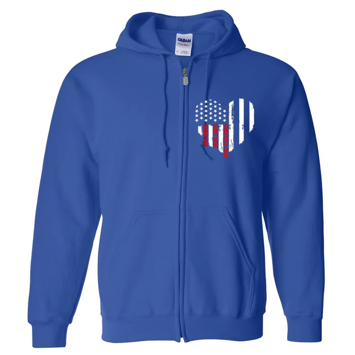 Us Flag Rebuild Engine Open Heart Surgery Patriotic Gift Full Zip Hoodie