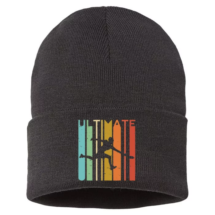 Ultimate Frisbee Retro Player Flying Disc Throwing Sustainable Knit Beanie