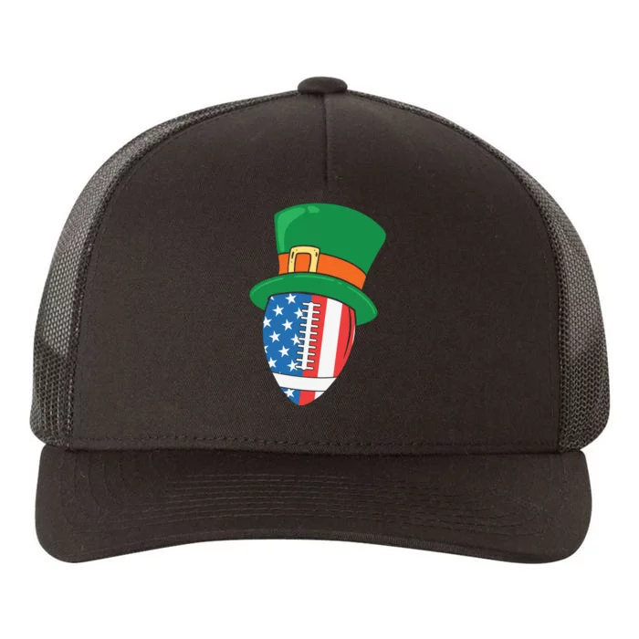 USA Flag Rugby Leprechaun St Patricks Day Yupoong Adult 5-Panel Trucker Hat