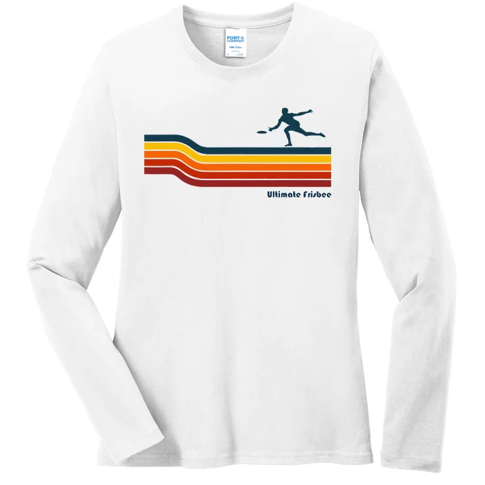 Ultimate Frisbee Retro Color Lines Ladies Long Sleeve Shirt