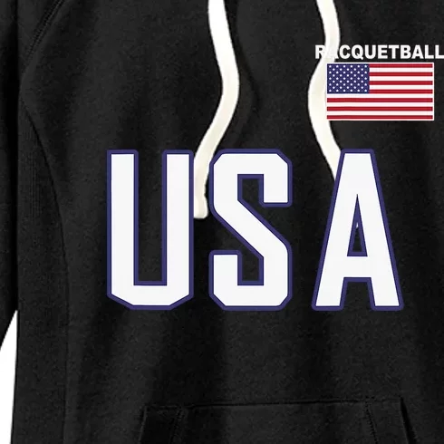 USA Flag Racquetball Clothing American Flag Racquetball Women's Fleece Hoodie