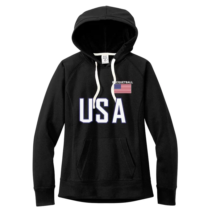 USA Flag Racquetball Clothing American Flag Racquetball Women's Fleece Hoodie