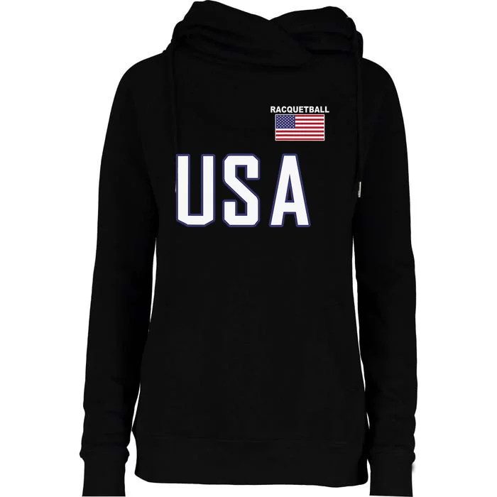 USA Flag Racquetball Clothing American Flag Racquetball Womens Funnel Neck Pullover Hood