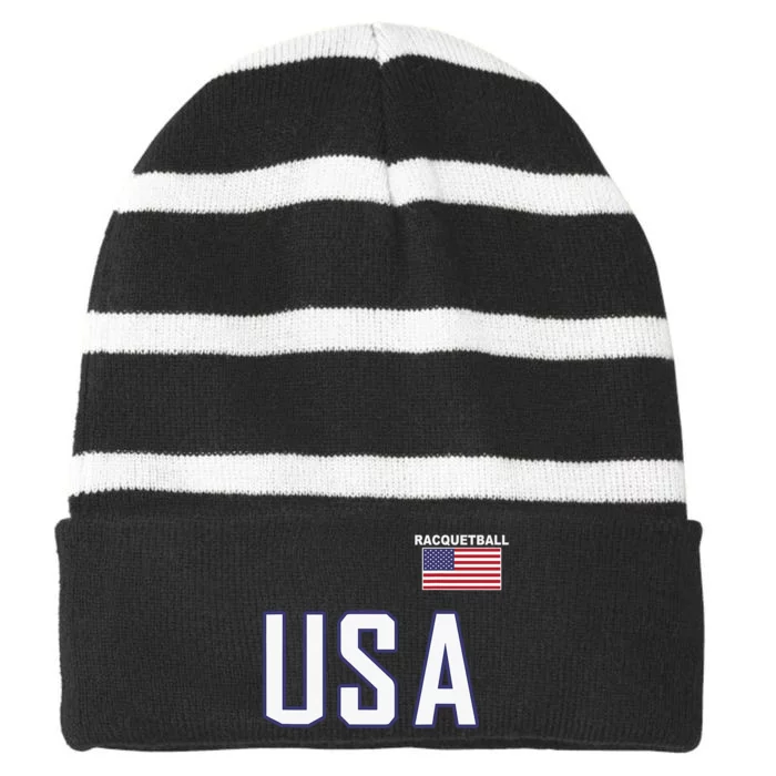 USA Flag Racquetball Clothing American Flag Racquetball Striped Beanie with Solid Band