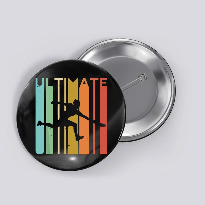 Ultimate Frisbee Retro Player Flying Disc Throwing Button