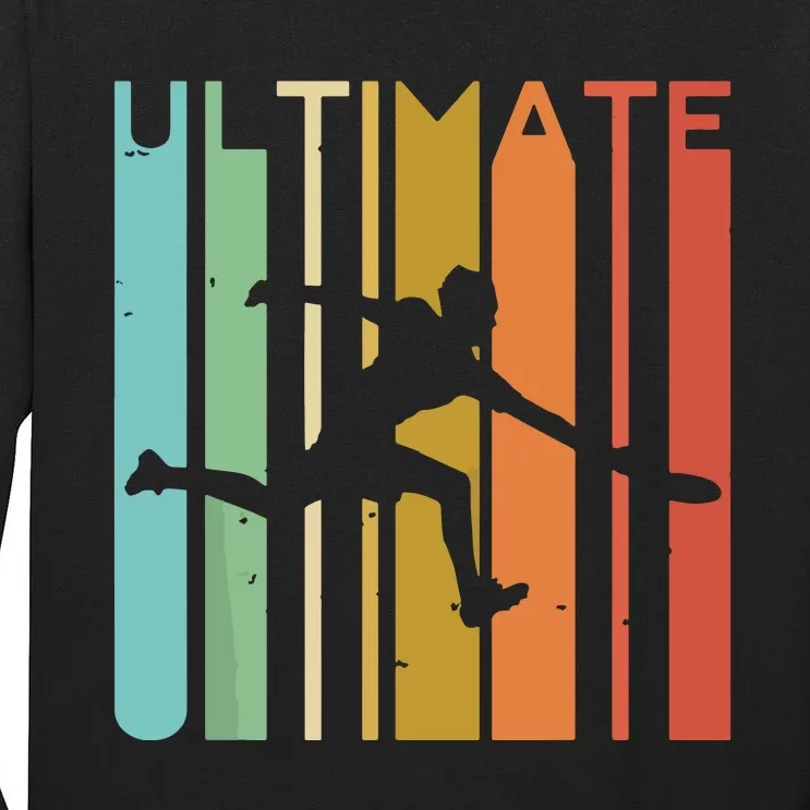 Ultimate Frisbee Retro Player Flying Disc Throwing Tall Long Sleeve T-Shirt