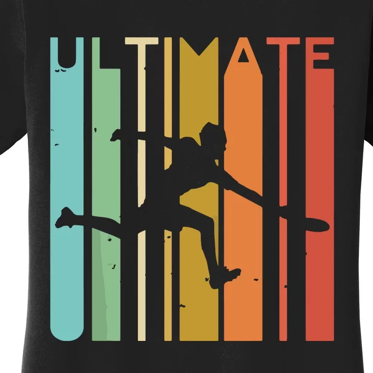 Ultimate Frisbee Retro Player Flying Disc Throwing Women's T-Shirt