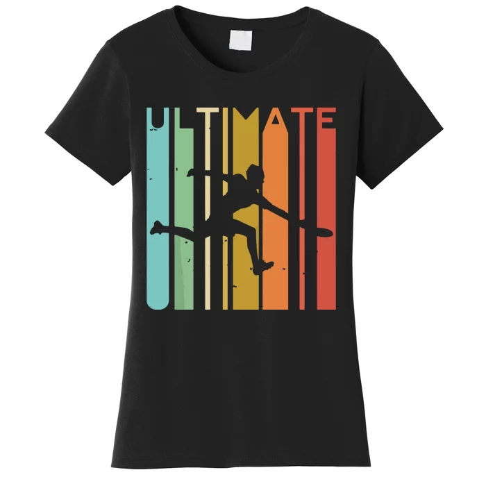 Ultimate Frisbee Retro Player Flying Disc Throwing Women's T-Shirt