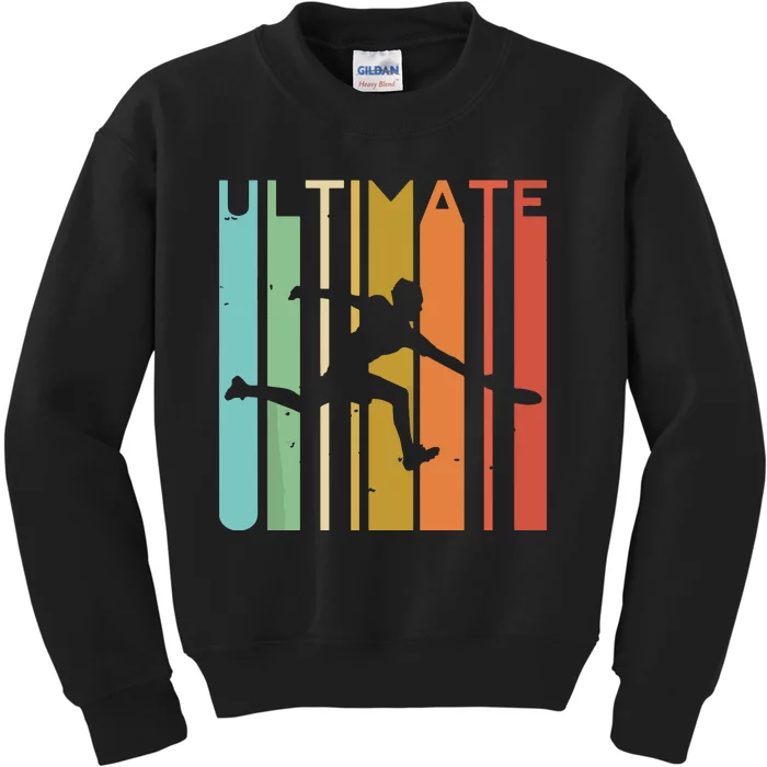 Ultimate Frisbee Retro Player Flying Disc Throwing Kids Sweatshirt