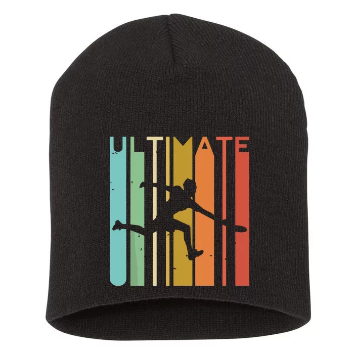 Ultimate Frisbee Retro Player Flying Disc Throwing Short Acrylic Beanie