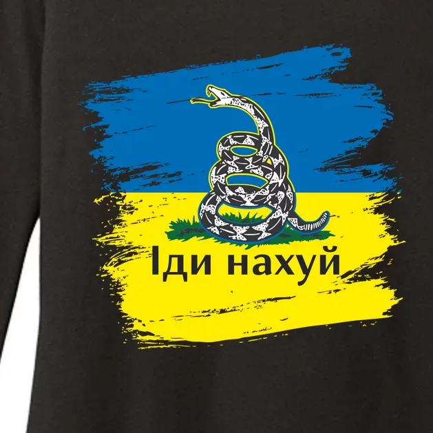 Ukrainian Flag Russian War Ship Go Fuck Yourself Womens CVC Long Sleeve Shirt