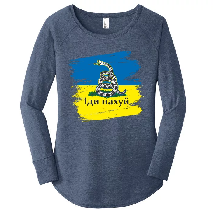 Ukrainian Flag Russian War Ship Go Fuck Yourself Women's Perfect Tri Tunic Long Sleeve Shirt