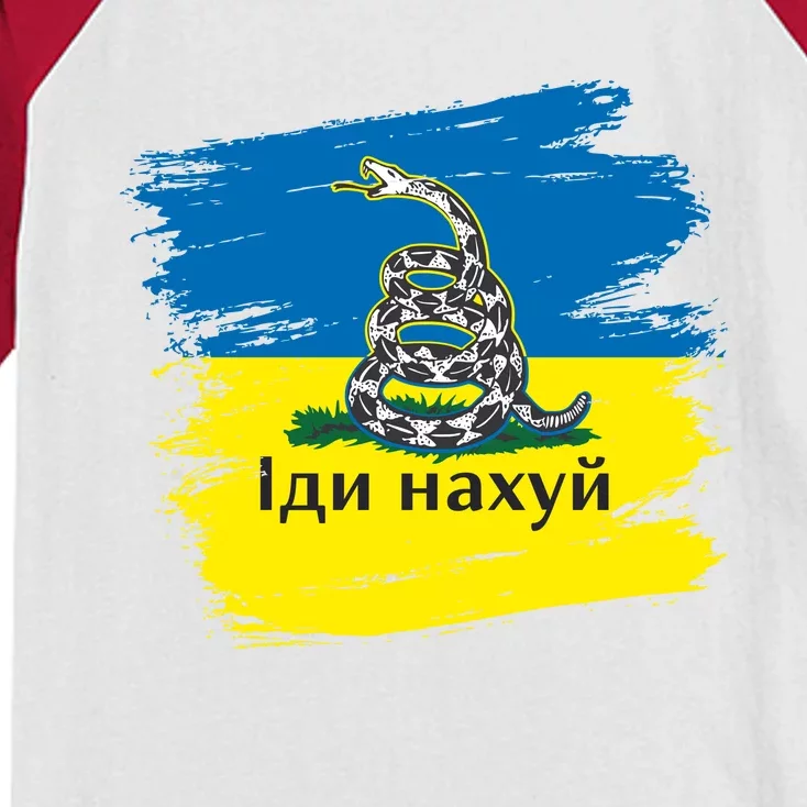 Ukrainian Flag Russian War Ship Go Fuck Yourself Kids Colorblock Raglan Jersey